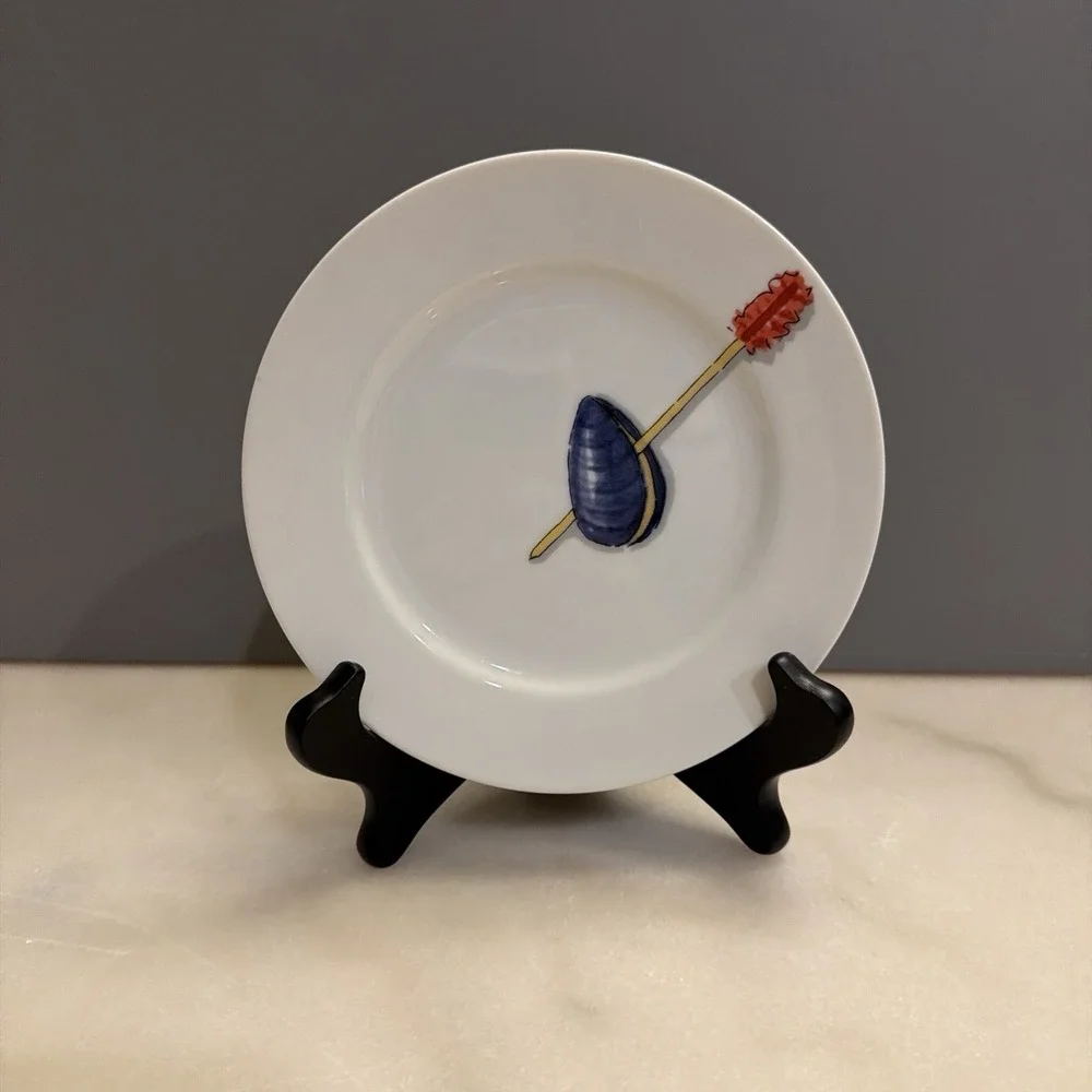 Set Of 5 Crate & Barrel Nancy Green Tidbits 6 .5" Tapas Bread Appetizer Plates - Picture 6 of 7